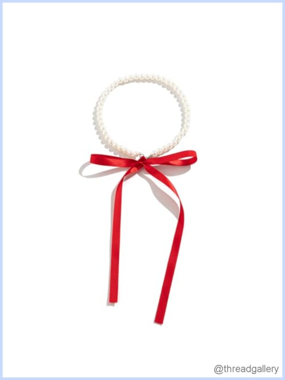 Pearl Bow Ribbon Choker Necklace Satin Lace Up Tie Bohemian Boho Party Prom